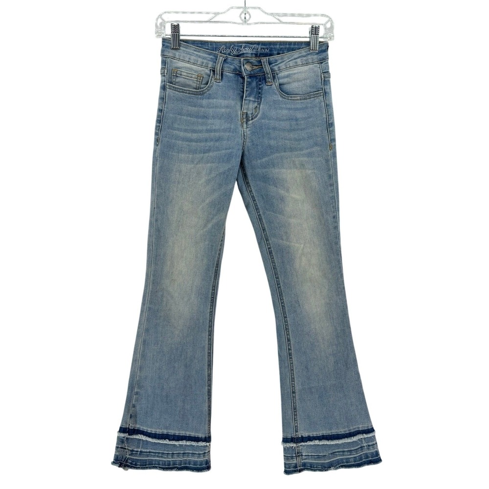 Funky Soul Cropped Flare Jeans Raw Hem Y2K Festival Streetwear Casual  size 0